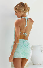 Gianna Teal Sequin Party Mini Dress Image