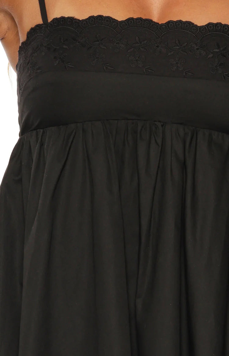 Gracelyn Black Eyelet Embroidered Mini Dress Image
