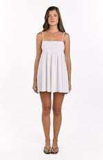 Gracelyn White Eyelet Embroidered Mini Dress Image