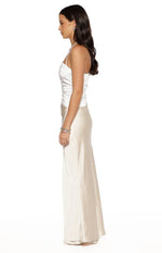 Gracie White Contrast Satin Maxi Dress Image
