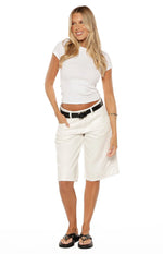 Greta White Denim Shorts Image