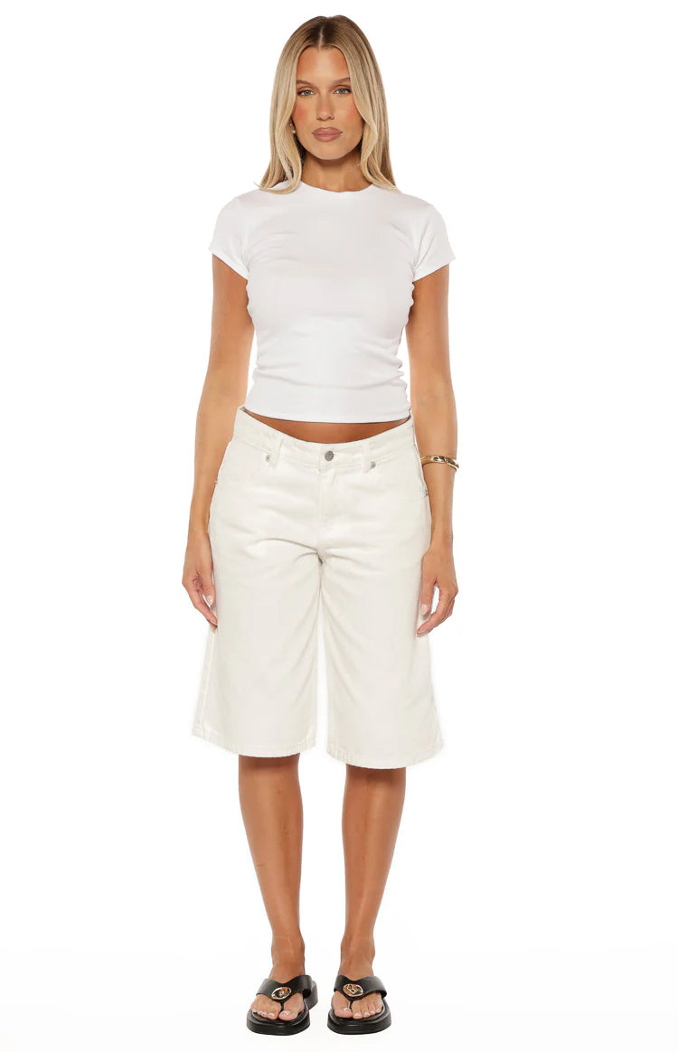 Greta White Denim Shorts Image