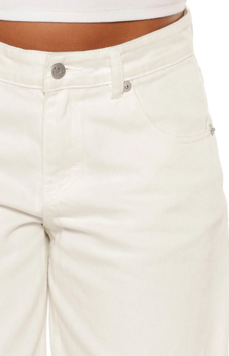 Greta White Denim Shorts Image