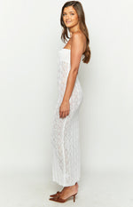 Halina White Knit Strapless Maxi Dress Image