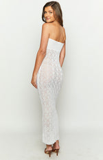 Halina White Knit Strapless Maxi Dress Image
