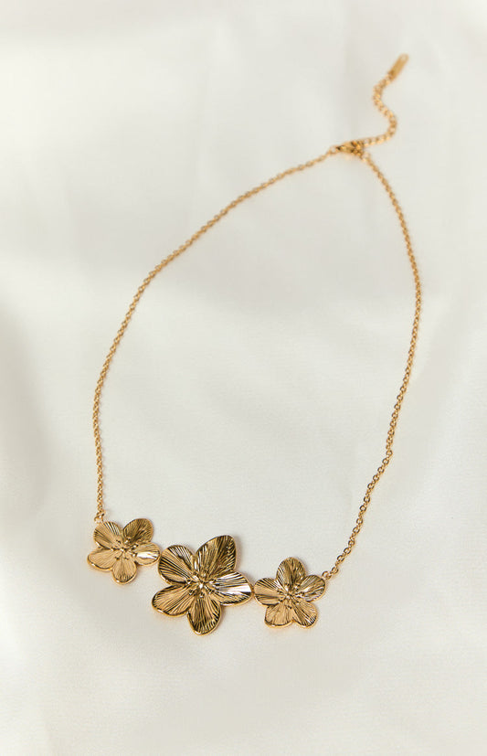 Halo Gold Frangipani Trio Necklace