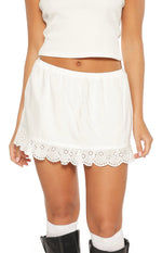 Hart White Broderie Trim Mini Skirt Image