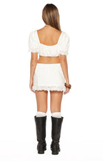 Hart White Broderie Trim Mini Skirt Image