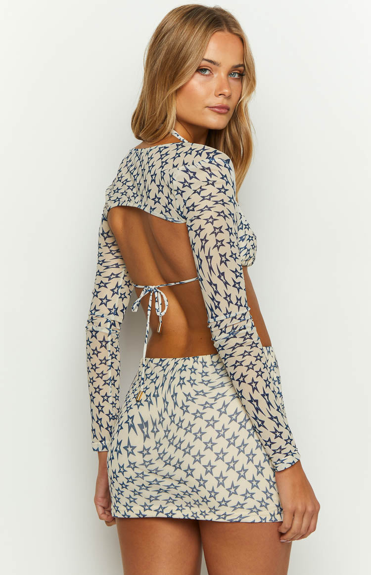 High Volume Star Print Mini Skirt Image
