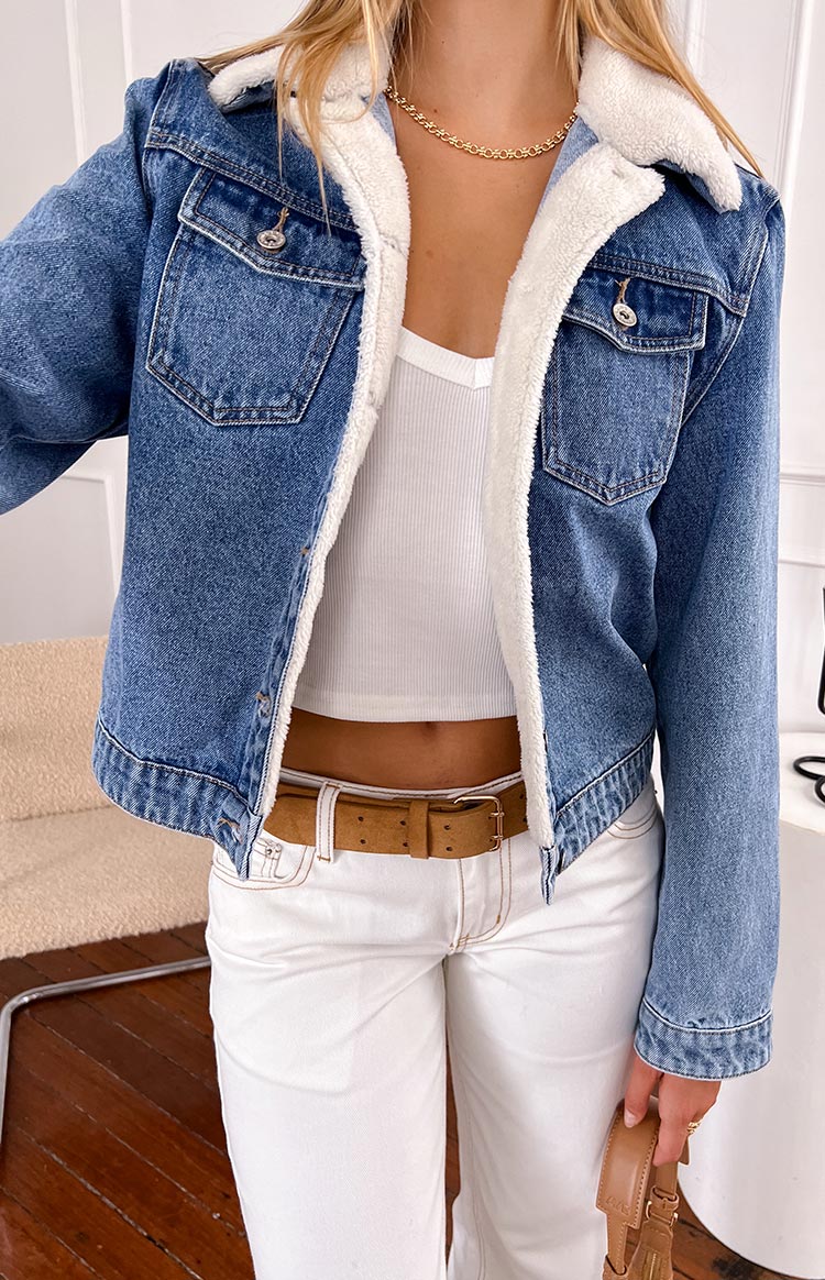 Icelyn Mid Wash Sherpa Denim Jacket Image