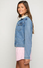 Icelyn Mid Wash Sherpa Denim Jacket Image