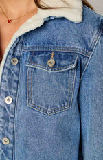 Icelyn Mid Wash Sherpa Denim Jacket Image