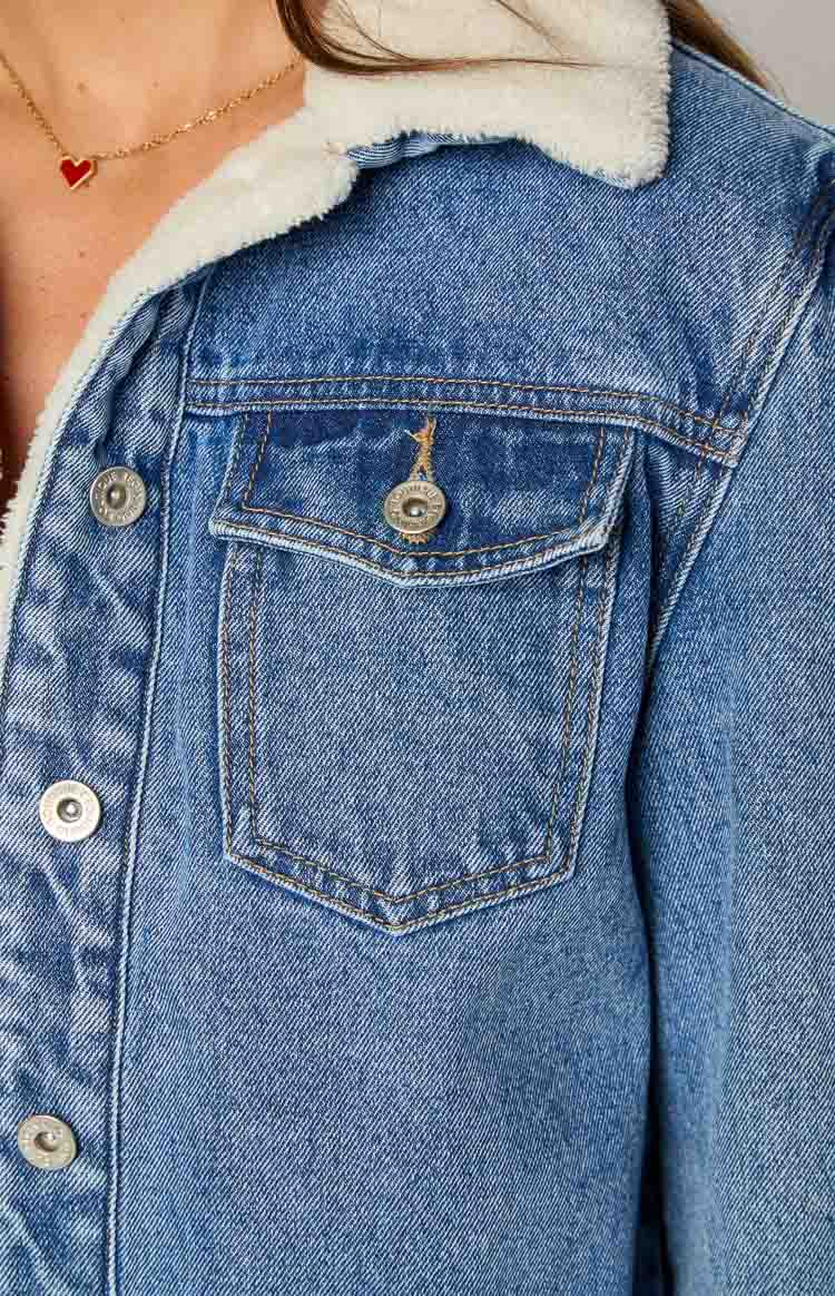 Icelyn Mid Wash Sherpa Denim Jacket Image