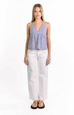 Imee Blue Striped Top Image