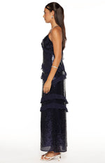 Inara Navy Sequin Ruffle Maxi Dress Image