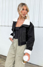 Indy Black Denim Sherpa Jacket Image