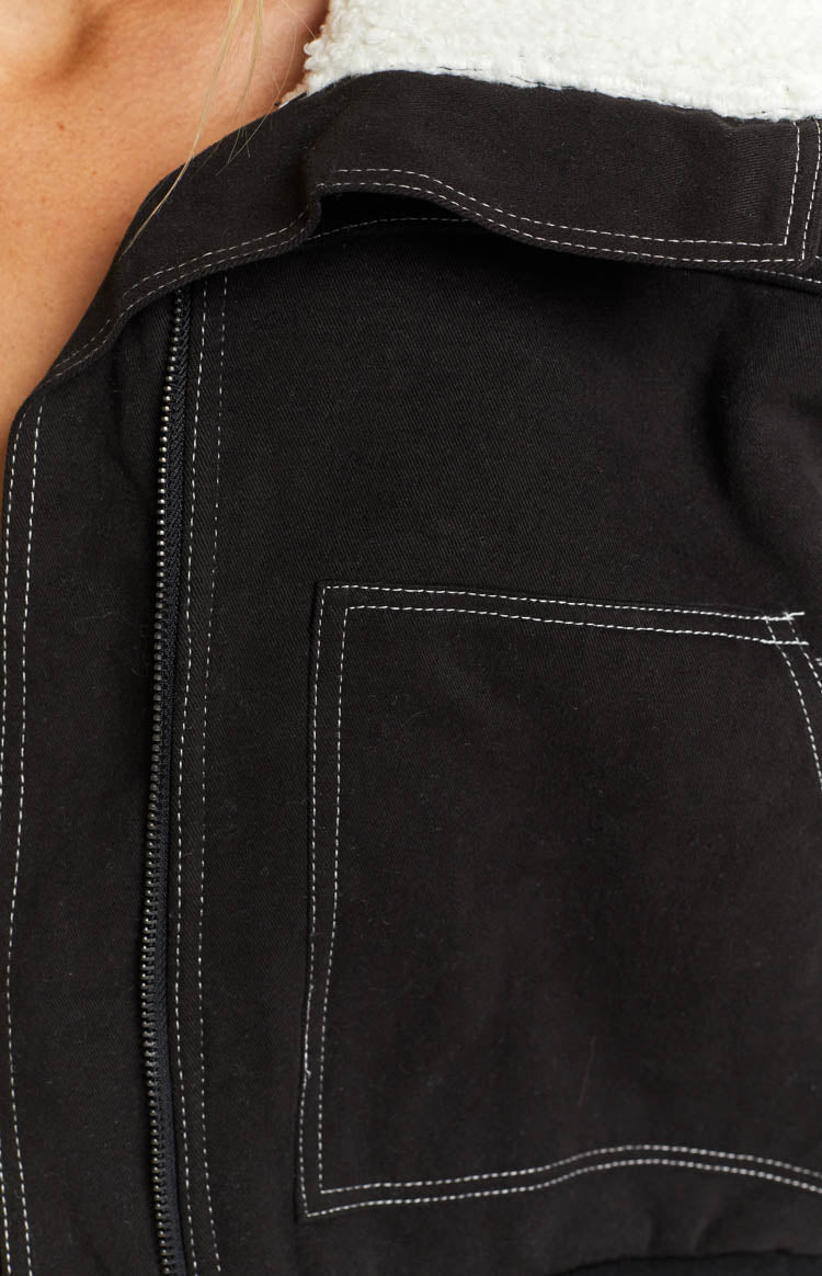 Indy Black Denim Sherpa Jacket Image