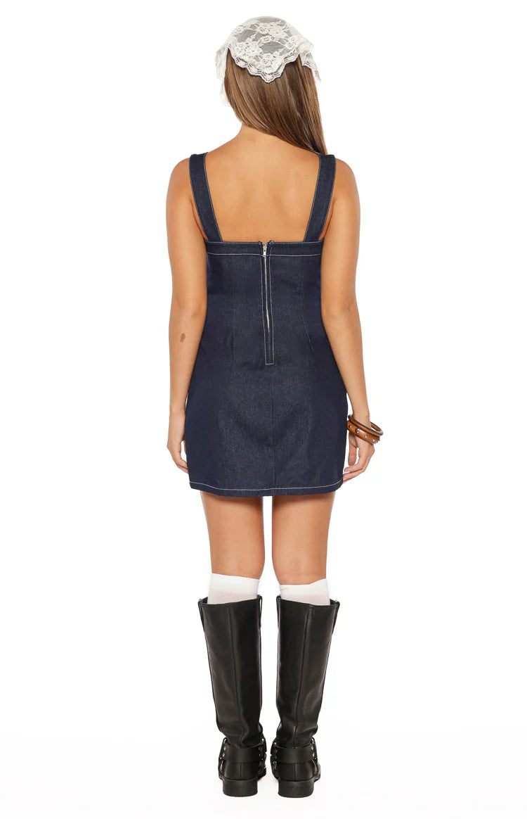 Ines Denim Buckle Detail Mini Dress Image