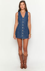 Isla Dark Wash Denim Mini Dress Image