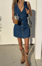 Isla Dark Wash Denim Mini Dress Image