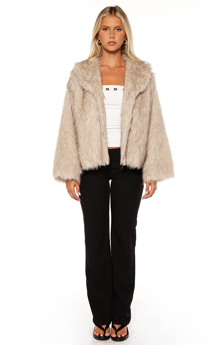 It Girl Sand Faux Fur Jacket Image