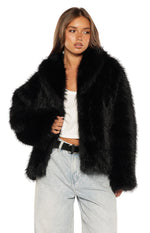 It Girl Black Faux Fur Jacket Image