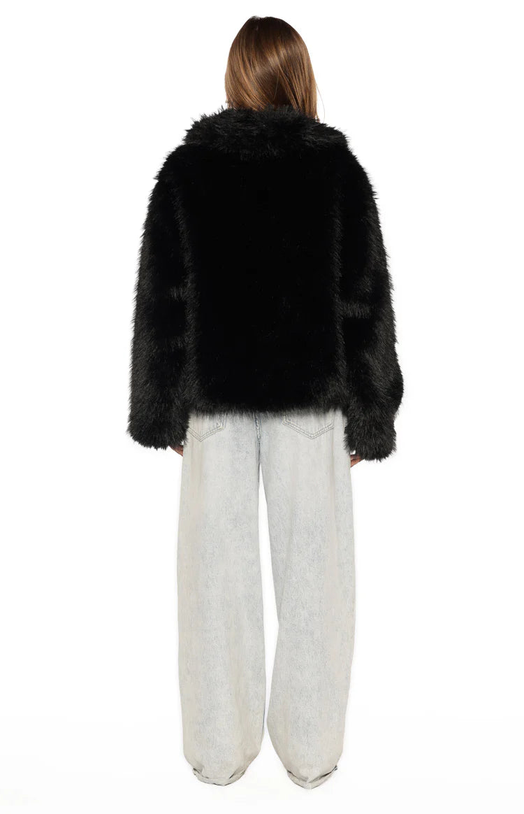 It Girl Black Faux Fur Jacket Image