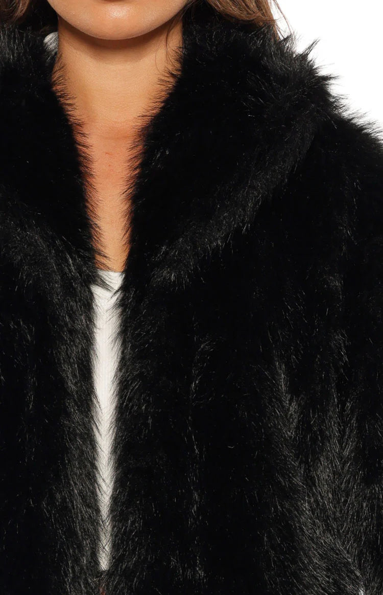 It Girl Black Faux Fur Jacket Image