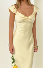 Jacky Yellow Satin Maxi Dress Image