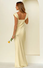 Jacky Yellow Satin Maxi Dress Image
