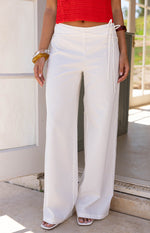 Jacq White Tie Waist Wide Leg Pants Image
