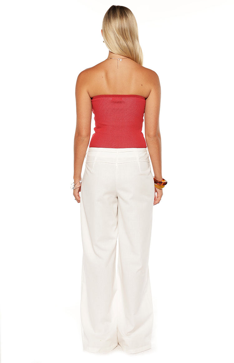 Jacq White Tie Waist Wide Leg Pants Image