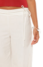 Jacq White Tie Waist Wide Leg Pants Image