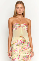 Jacqulin Yellow Bloom Strapless Top Image