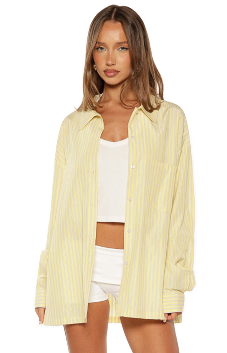 James Yellow Stripe Button up Long Sleeve Shirt Image