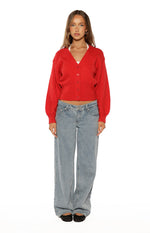 Janda Red Knit Oversized Cardigan Image