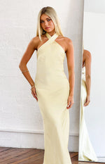 Jasmine Yellow Halter Neck Formal Maxi Dress Image