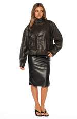 Joanie Black PU Midi Skirt Image
