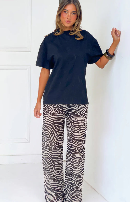 Joplin Black Sheer Zebra Print Pants