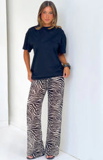 Joplin Black Sheer Zebra Print Pants Image