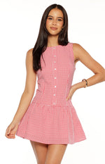 Jordyn Red Gingham Mini Dress Image