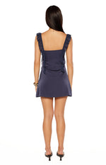 Joyce Navy Satin Mini Dress Image