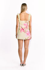 Joyce Yellow Lily Print Mini Dress Image