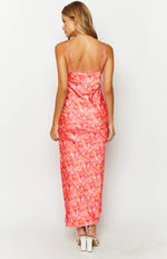 Jude Orange Floral Print Maxi Formal Dress Image