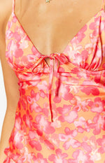 Jude Orange Floral Print Maxi Formal Dress Image