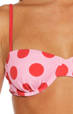 Kaia Pink and Red Polka Dot Underwire Bikini Top Image