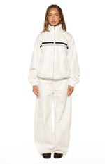 Kalana Cream Contrast Stripe Funnel Neck Jacket Image