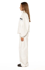 Kalana Cream Contrast Stripe Funnel Neck Jacket Image