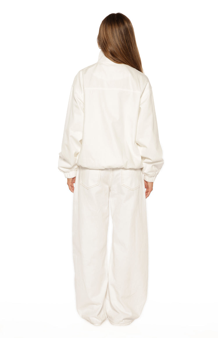 Kalana Cream Contrast Stripe Funnel Neck Jacket Image