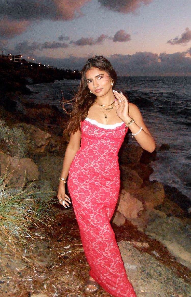 Kata Red Lace Maxi Dress Image